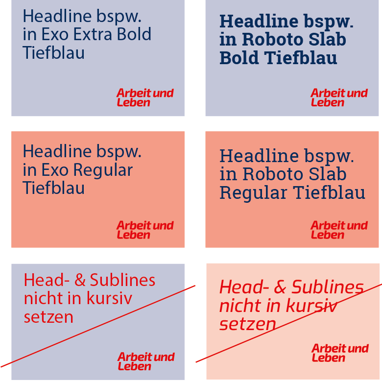 Arbeit und Leben Typografie Schriftschnitte